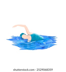 illustration of a person swimming without a background