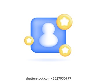 Abbildung des Personensymbols mit Sternsymbol. Premium Account Konzept, VIP Kunde, Profil. Sonderzeichen. Prioritätsmitglied und Superstar. Symbol oder Symbol. minimalistisches 3D-Design. Element