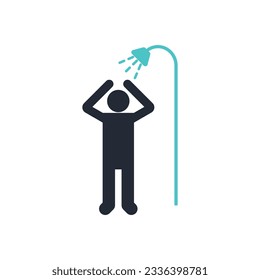 Illustration of a Person Taking a Shower Vector Silhouette Icon. Hygiene Practices Silhouette Icon.