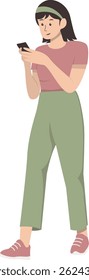 Ilustração de Pessoa com Tecnologia. Caractere vetorial em estilo de desenho animado plano.