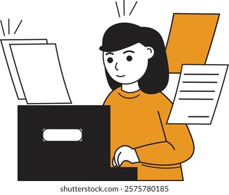 Illustration of a Person Typing at a Desk