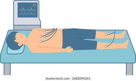 Ilustración de una persona sometida a un electrocardiograma