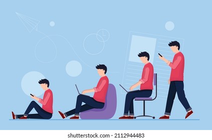 Illustration of a person using gadget