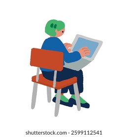 Illustration of a person using a laptop
