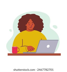 Illustration of a person using a laptop. illustrations for college assignments, work, playing games, etc. anything related to laptops