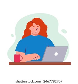 Illustration of a person using a laptop. illustrations for college assignments, work, playing games, etc. anything related to laptops