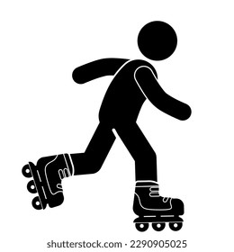 illustration of a person using roller skates. stick figure. pictogram