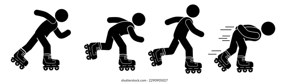 illustration of a person using roller skates. stick figure. pictogram