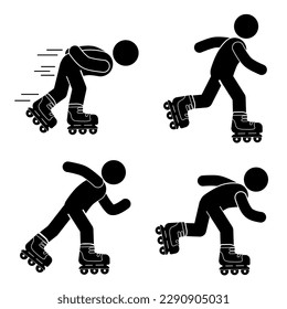 illustration of a person using roller skates. stick figure. pictogram