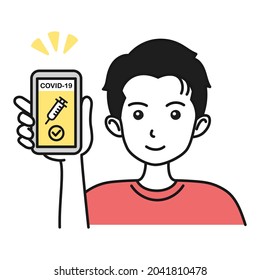 Illustration of a person with a vaccine passport