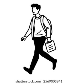 Illustration of Person Walking with Briefcase