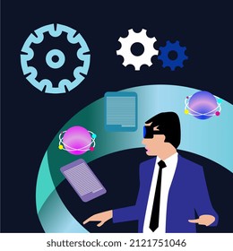 illustration of person wearing glasses cyberspace