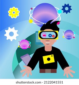 illustration of person wearing glasses cyberspace
