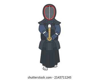 An illustration of a person wearing a kendo kimono and holding it.