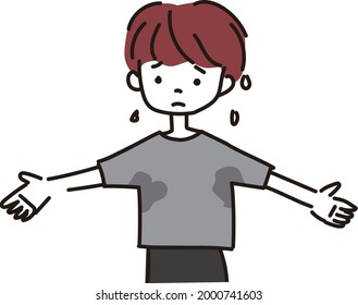 Illustration Of A Person Who Is Sweating And In Trouble