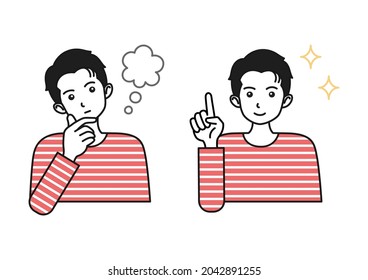 Illustration of a person who thinks and notices