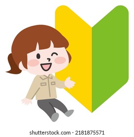 Illustration of a person working with a beginner mark