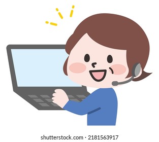 Illustration of a person working in a call center