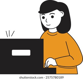 Illustration of Person Working on a Computer
