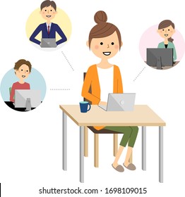 Illustration of a person working remotely.