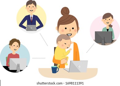 Illustration of a person working remotely.
