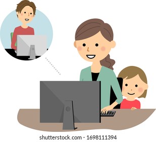 Illustration of a person working remotely.