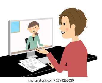 Illustration of a person working remotely.