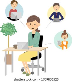 Illustration of a person working remotely.