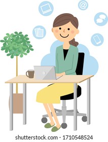 Illustration of a person working remotely.