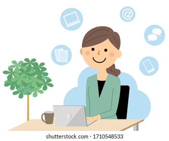 Illustration of a person working remotely.