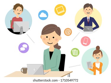 Illustration of a person working remotely.