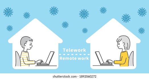 Illustration of a person working remotely.