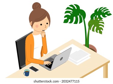Illustration of a person working remotely.