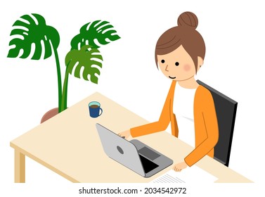 Illustration of a person working remotely.
