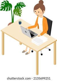 Ilustración de una persona trabajando a distancia.