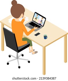 Illustration of a person working remotely.