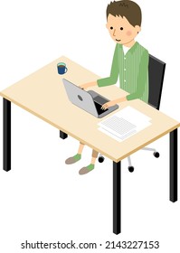 Illustration of a person working remotely.