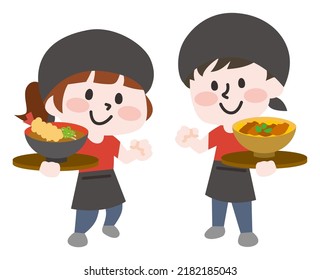 Ilustración de una persona que trabaja en un restaurante