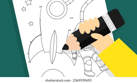 Illustration of a person writing with a pencil on a white background