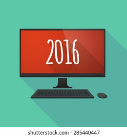 Illustration of a personal computer with a 2016 sign