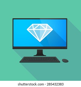 Illustration of a personal computer with a diamond