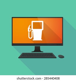 Illustration of a personal computer with a gas station