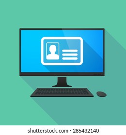 Illustration of a personal computer with an id card