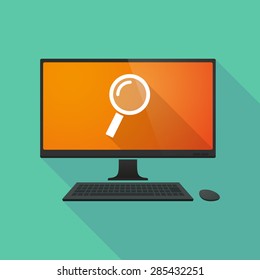 Illustration of a personal computer with a magnifier