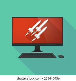 Illustration of a personal computer with missiles