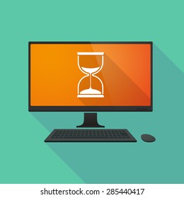 Illustration of a personal computer with a sand clock