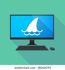 Illustration of a personal computer with a shark fin