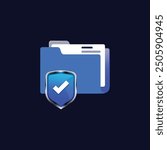 Illustration personal data security with folder icon and shield isolated