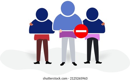 Illustration of a person's character holding a loading user account reduce icon. Vector illustration