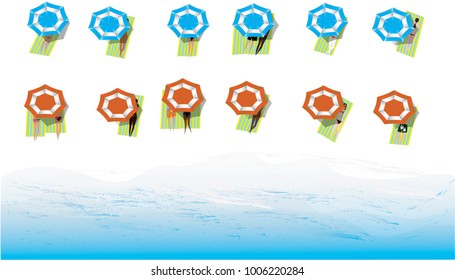 An illustration of a person's sandy beach is sunbathing on a beautiful beach on holiday,illustration